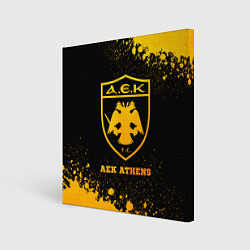 Холст квадратный AEK Athens - gold gradient, цвет: 3D-принт