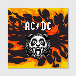 Холст квадратный AC DC рок панда и огонь, цвет: 3D-принт — фото 2