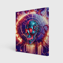 Картина квадратная Cyber art skull - steel metal