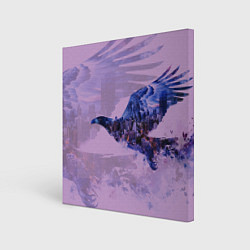 Картина квадратная Летящий орел и ночной город двойная экспозиция