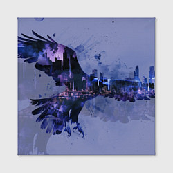 Холст квадратный Летящий орел и город в сумерках, цвет: 3D-принт — фото 2