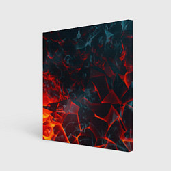 Картина квадратная Темная абстракция с разломом красных плит