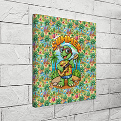 Холст квадратный Черепаха с гитарой на острове, цвет: 3D-принт — фото 2