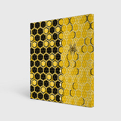 Картина квадратная Киберпанк соты шестиугольники жёлтый и чёрный с па