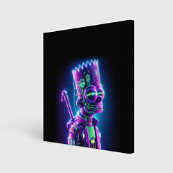 Картина квадратная Bart Simpson cyber ninja - neon glow