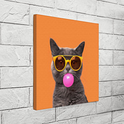 Холст квадратный Кот в очках с жвачкой, цвет: 3D-принт — фото 2