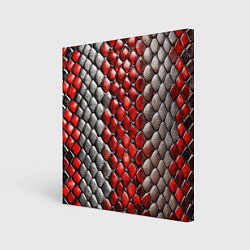 Картина квадратная Змеиная объемная текстурная красная шкура