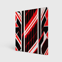 Холст квадратный Red and white lines on a black background, цвет: 3D-принт