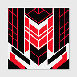 Холст квадратный Red and white lines on a black background, цвет: 3D-принт — фото 2