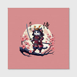 Холст квадратный Kitten samurai - bushido ai art, цвет: 3D-принт — фото 2