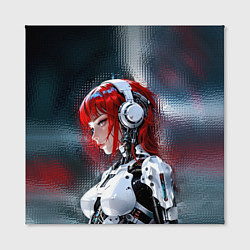 Холст квадратный Рыжая девушка-андроид, цвет: 3D-принт — фото 2