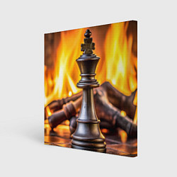 Картина квадратная Шахматы - король на фоне огня