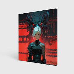 Холст квадратный Бойцовая красноглазая девушка, цвет: 3D-принт
