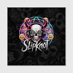 Холст квадратный Slipknot на фоне черепа демона с рогами в очках, цвет: 3D-принт — фото 2