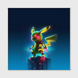 Холст квадратный Кибер Пикачу охотник с когтями - неоновое свечение, цвет: 3D-принт — фото 2