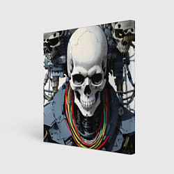 Картина квадратная Cool cyber skull - ai art fantasy