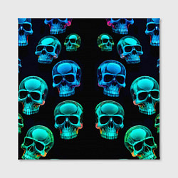 Холст квадратный Neon skulls - ai art pattern, цвет: 3D-принт — фото 2