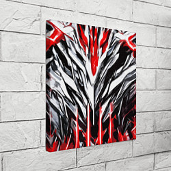 Холст квадратный Красно-белая агрессивная абстракция на чёрном фоне, цвет: 3D-принт — фото 2