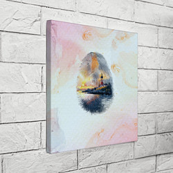 Холст квадратный Маяк у моря на закате в отпечатке пальца, цвет: 3D-принт — фото 2