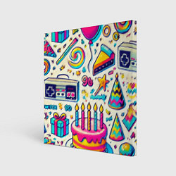 Картина квадратная Праздник 90х игры сладости и ностальгия