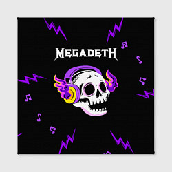 Холст квадратный Megadeth неоновый череп, цвет: 3D-принт — фото 2