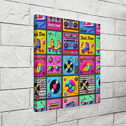 Холст квадратный Вибрации 90-х вечеринка в стиле ретро, цвет: 3D-принт — фото 2