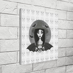 Холст квадратный Ведьма, череп, Хэллоуин, цвет: 3D-принт — фото 2