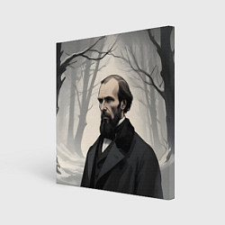 Картина квадратная Достоевский зимняя аллея
