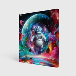 Картина квадратная Astronaut Totoro in neon space - ai art fantasy