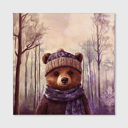 Холст квадратный Мишка в пасмурном лесу, цвет: 3D-принт — фото 2