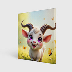 Картина квадратная Козлёнок на лугу