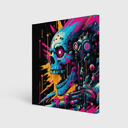 Холст квадратный Cool cyber skull - ai art, цвет: 3D-принт