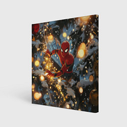 Картина квадратная Spiderman на новогодней елке