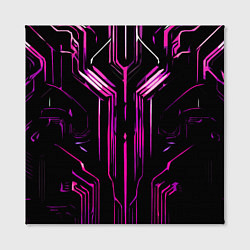 Холст квадратный Розовые полосы на чёрном фоне, цвет: 3D-принт — фото 2