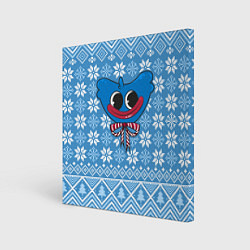 Холст квадратный Huggy Wuggy миленький новогодний свитер ugly, цвет: 3D-принт
