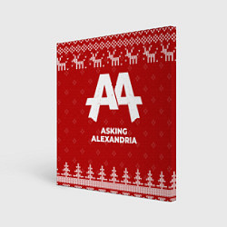 Холст квадратный Новогодний Asking Alexandria с оленями, цвет: 3D-принт