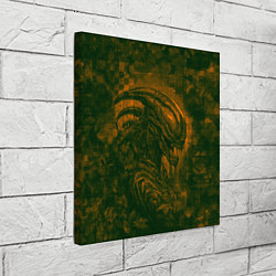 Холст квадратный Ксеноморф в оранжево-зелёных тонах, цвет: 3D-принт — фото 2