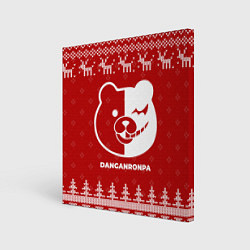 Холст квадратный Новогодний Danganronpa с оленями, цвет: 3D-принт