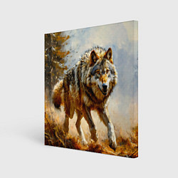Картина квадратная Волк в осеннем лесу