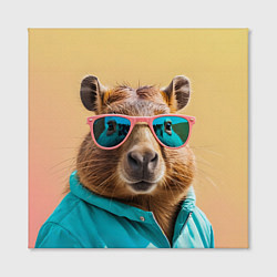 Холст квадратный Модная капибара в отпуске, цвет: 3D-принт — фото 2