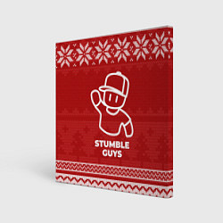 Холст квадратный Новогодний Stumble Guys, цвет: 3D-принт
