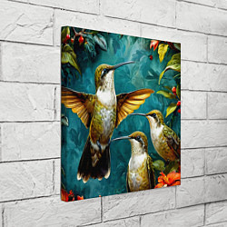 Холст квадратный Три птички колибри, цвет: 3D-принт — фото 2