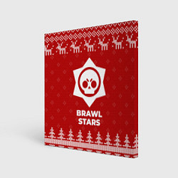 Холст квадратный Новогодний Brawl Stars с оленями, цвет: 3D-принт