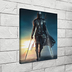 Холст квадратный Мандалорец с Грогу идут в бой, цвет: 3D-принт — фото 2