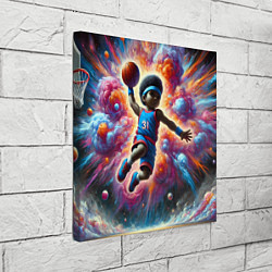 Холст квадратный Бейсболист и космос, цвет: 3D-принт — фото 2
