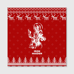Холст квадратный Новогодний Iron Maiden с оленями, цвет: 3D-принт — фото 2