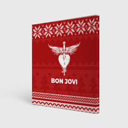 Холст квадратный Новогодний Bon Jovi, цвет: 3D-принт