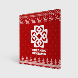 Холст квадратный Новогодний Breaking Benjamin с оленями, цвет: 3D-принт