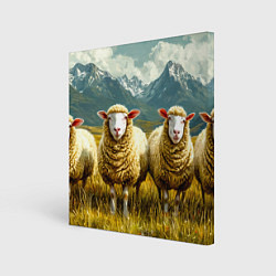 Картина квадратная Четыри овцы в горах