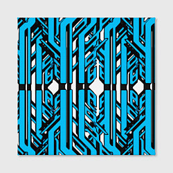 Холст квадратный Чёрно-синие техно полосы на белом фоне, цвет: 3D-принт — фото 2
